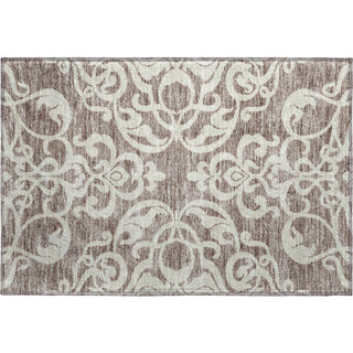 Piper Looms Mayfield Damask AMF973 Taupe Machine Washable Area Rug Scatter Main Image