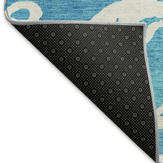 Piper Looms Mayfield Damask AMF973 Turquoise Machine Washable Area Rug Backing Image