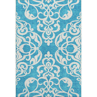 Piper Looms Mayfield Damask AMF973 Turquoise Machine Washable Area Rug main image