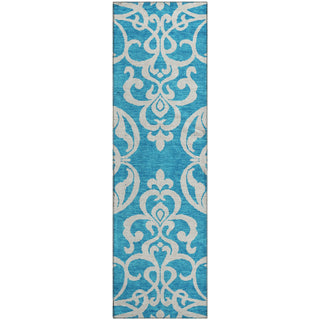 Piper Looms Mayfield Damask AMF973 Turquoise Machine Washable Area Rug Runner Main Image