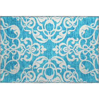 Piper Looms Mayfield Damask AMF973 Turquoise Machine Washable Area Rug Scatter Main Image