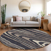 Piper Looms Mayfield Nature AMF974 Black Machine Washable Area Rug Round Lifestyle Image Feature