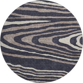 Piper Looms Mayfield Nature AMF974 Black Machine Washable Area Rug Round Main Image
