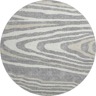 Piper Looms Mayfield Nature AMF974 Gray Machine Washable Area Rug Round Main Image