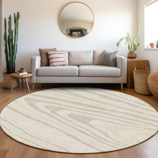 Piper Looms Mayfield Nature AMF974 Ivory Machine Washable Area Rug Round Lifestyle Image Feature