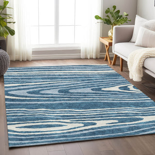 Piper Looms Mayfield Nature AMF974 Navy Machine Washable Area Rug Lifestyle Image Feature
