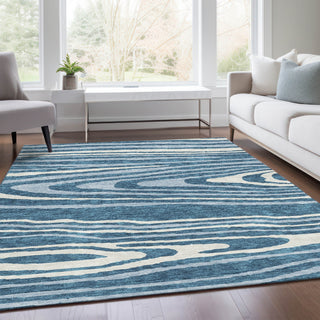 Piper Looms Mayfield Nature AMF974 Navy Machine Washable Area Rug Lifestyle Image Feature