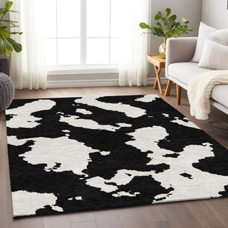 Piper Looms Mayfield Abstract AMF975 Black Machine Washable Area Rug Lifestyle Image Feature