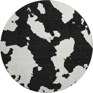 Piper Looms Mayfield Abstract AMF975 Black Machine Washable Area Rug Round Main Image