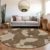 Piper Looms Mayfield Abstract AMF975 Brown Machine Washable Area Rug Round Lifestyle Image Feature