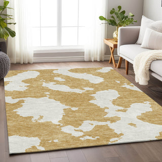 Piper Looms Mayfield Abstract AMF975 Gold Machine Washable Area Rug Lifestyle Image Feature