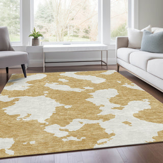 Piper Looms Mayfield Abstract AMF975 Gold Machine Washable Area Rug Lifestyle Image Feature