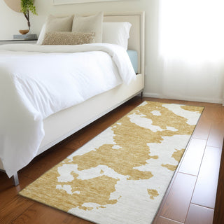 Piper Looms Mayfield Abstract AMF975 Gold Machine Washable Area Rug Runner Lifestyle Image Feature