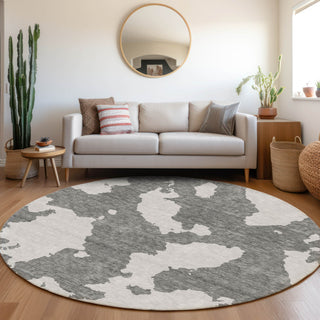 Piper Looms Mayfield Abstract AMF975 Gray Machine Washable Area Rug Round Lifestyle Image Feature