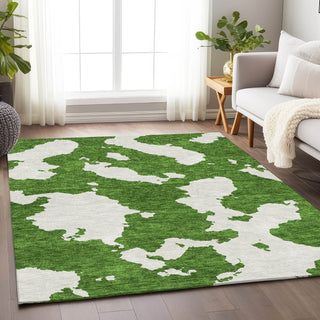 Piper Looms Mayfield Abstract AMF975 Green Machine Washable Area Rug Lifestyle Image Feature