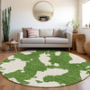 Piper Looms Mayfield Abstract AMF975 Green Machine Washable Area Rug Round Lifestyle Image Feature