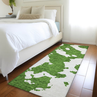 Piper Looms Mayfield Abstract AMF975 Green Machine Washable Area Rug Runner Lifestyle Image Feature