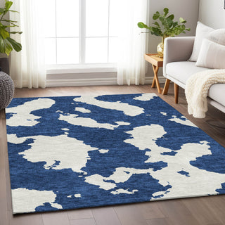 Piper Looms Mayfield Abstract AMF975 Navy Machine Washable Area Rug Lifestyle Image Feature