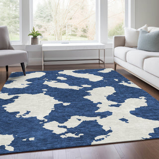Piper Looms Mayfield Abstract AMF975 Navy Machine Washable Area Rug Lifestyle Image Feature