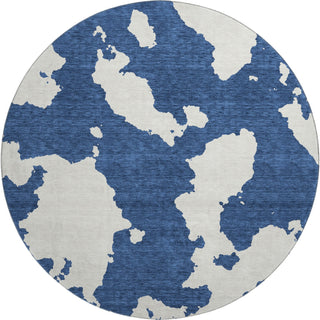 Piper Looms Mayfield Abstract AMF975 Navy Machine Washable Area Rug Round Main Image