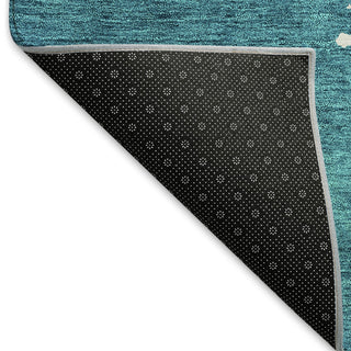 Piper Looms Mayfield Abstract AMF975 Teal Machine Washable Area Rug Backing Image