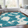 Piper Looms Mayfield Abstract AMF975 Teal Machine Washable Area Rug Lifestyle Image Feature