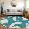 Piper Looms Mayfield Abstract AMF975 Teal Machine Washable Area Rug Round Lifestyle Image Feature