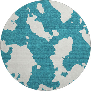 Piper Looms Mayfield Abstract AMF975 Teal Machine Washable Area Rug Round Main Image