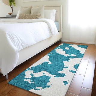 Piper Looms Mayfield Abstract AMF975 Teal Machine Washable Area Rug Runner Lifestyle Image Feature