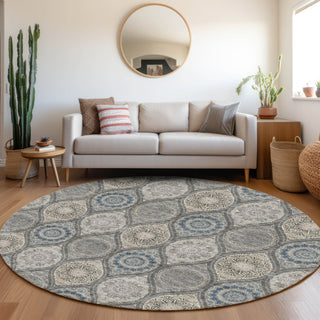 Piper Looms Mayfield Modern AMF976 Gray Machine Washable Area Rug Round Lifestyle Image Feature