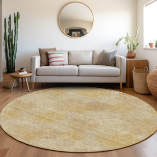 Piper Looms Mayfield Circles AMF977 Gold Machine Washable Area Rug Round Lifestyle Image Feature
