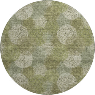 Piper Looms Mayfield Circles AMF977 Green Machine Washable Area Rug Round Main Image