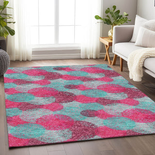 Piper Looms Mayfield Circles AMF977 Pink Machine Washable Area Rug Lifestyle Image Feature