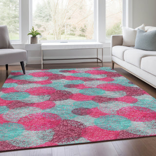 Piper Looms Mayfield Circles AMF977 Pink Machine Washable Area Rug Lifestyle Image Feature
