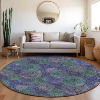 Piper Looms Mayfield Circles AMF977 Purple Machine Washable Area Rug Round Lifestyle Image Feature