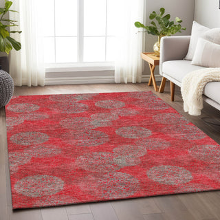 Piper Looms Mayfield Circles AMF977 Red Machine Washable Area Rug Lifestyle Image Feature