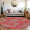 Piper Looms Mayfield Circles AMF977 Red Machine Washable Area Rug Round Lifestyle Image Feature