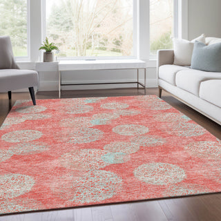 Piper Looms Mayfield Circles AMF977 Salmon Machine Washable Area Rug Lifestyle Image Feature