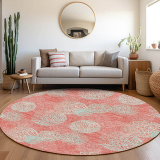 Piper Looms Mayfield Circles AMF977 Salmon Machine Washable Area Rug Round Lifestyle Image Feature