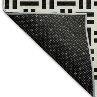 Piper Looms Mayfield Geometric AMF978 Black Machine Washable Area Rug Backing Image