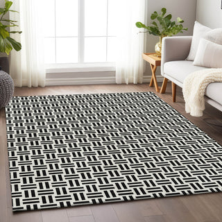 Piper Looms Mayfield Geometric AMF978 Black Machine Washable Area Rug Lifestyle Image Feature