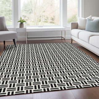 Piper Looms Mayfield Geometric AMF978 Black Machine Washable Area Rug Lifestyle Image Feature