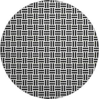 Piper Looms Mayfield Geometric AMF978 Black Machine Washable Area Rug Round Main Image