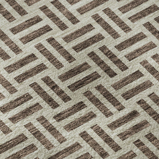 Piper Looms Mayfield Geometric AMF978 Chocolate Machine Washable Area Rug Swatch Image