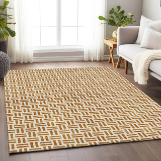 Piper Looms Mayfield Geometric AMF978 Copper Machine Washable Area Rug Lifestyle Image Feature