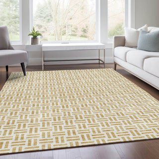 Piper Looms Mayfield Geometric AMF978 Gold Machine Washable Area Rug Lifestyle Image Feature