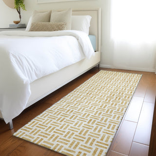 Piper Looms Mayfield Geometric AMF978 Gold Machine Washable Area Rug Runner Lifestyle Image Feature