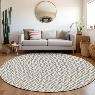 Piper Looms Mayfield Geometric AMF978 Gray Machine Washable Area Rug Round Lifestyle Image Feature