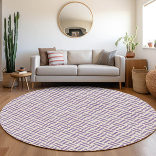 Piper Looms Mayfield Geometric AMF978 Lavender Machine Washable Area Rug Round Lifestyle Image Feature