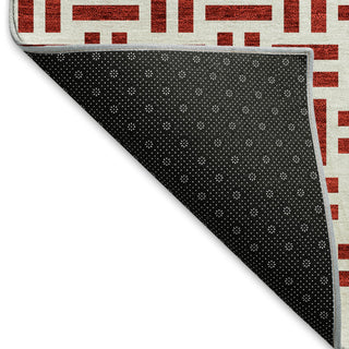 Piper Looms Mayfield Geometric AMF978 Red Machine Washable Area Rug Backing Image